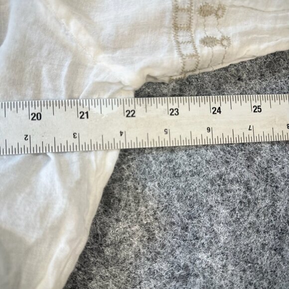 Lush Peasant Blouse WMNS L White Boho Cottagecore Feminine Ruffle V-Neck Top - Picture 11 of 14